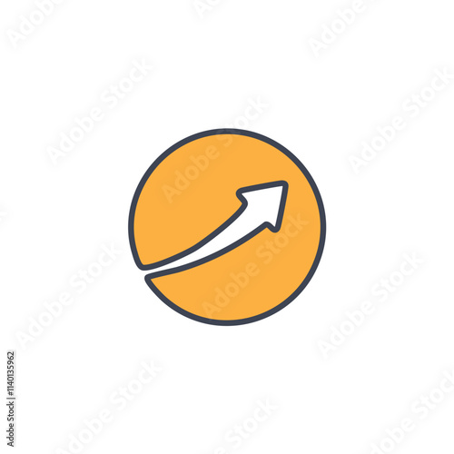 Global growth icon. Upward arrow in circle symbolizes progress, advancement, and global expansion.  Success and development.
