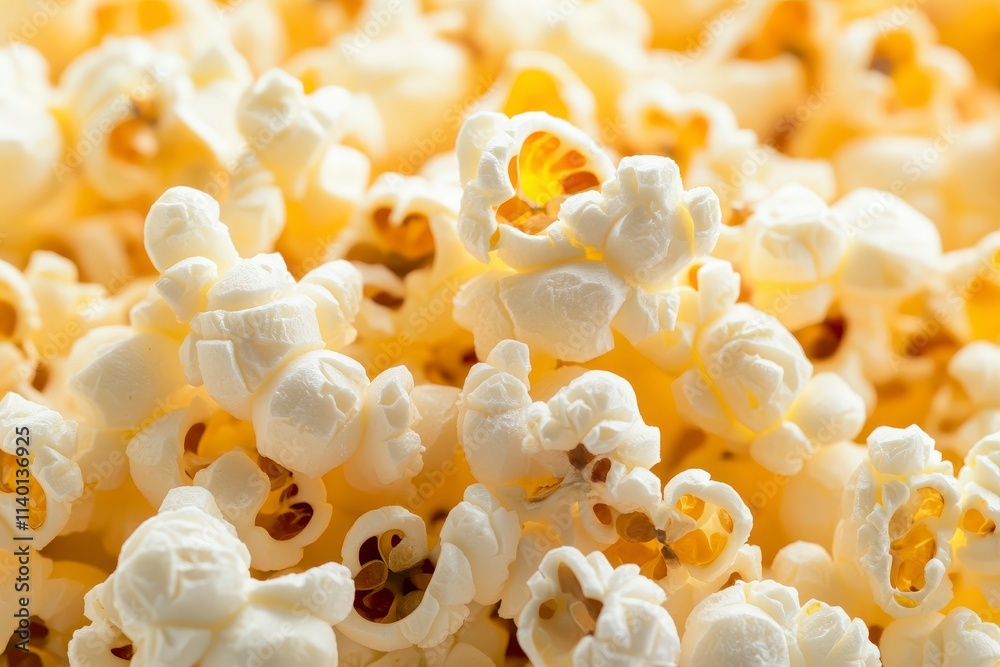 Freshly Popped Popcorn in a Close-Up View, Capturing the Light and Texture of a Delicious Snack Ideal for Movie Nights and Celebrations Freshly Popped Popcorn in a Close-Up View, Capturing the Light and Texture of a Delicious Snack Ideal for Movie Nights and Celebrations