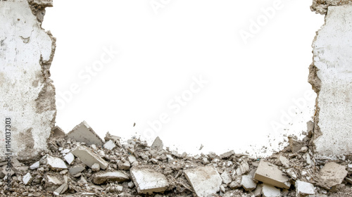 Broken rubble betona, isolated on transparent background photo