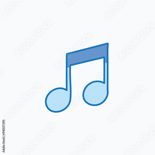 Musical note icon. Simple blue music note design;  symbolizes melody, harmony, rhythm.