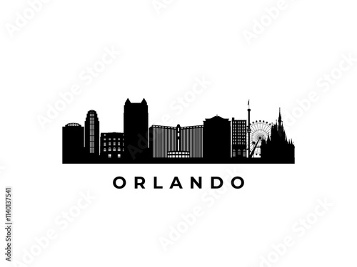 Vector Orlando skyline. Travel Orlando famous landmarks. Business and tourism concept for presentation, banner, web site.