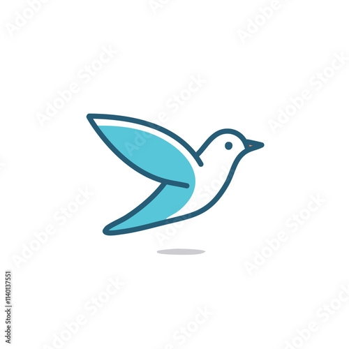 Blue bird in flight. Graceful bird soaring, symbolizing freedom, peace, and hope.  A calming image.