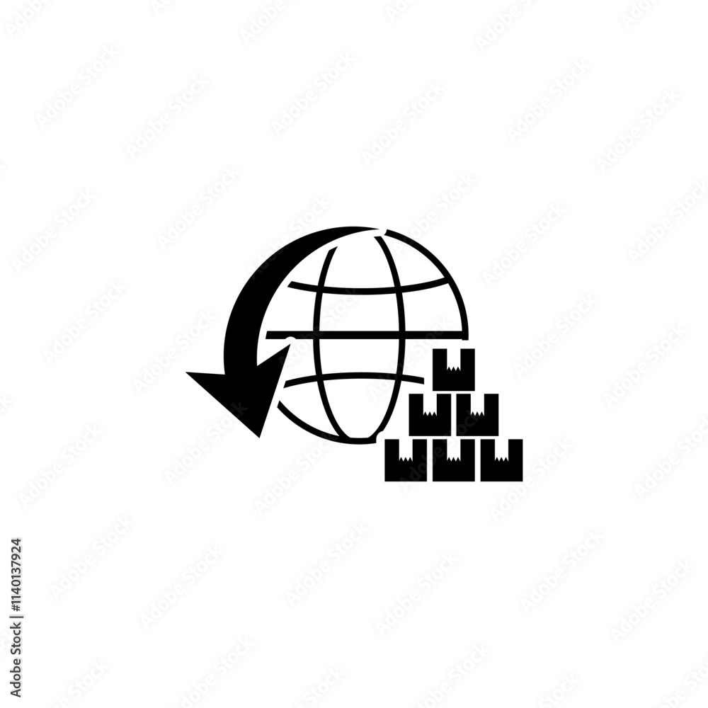 Global Logistic icon logo vector. Export import distribution icon vector Global Logistic icon logo vector. Export import distribution icon vector