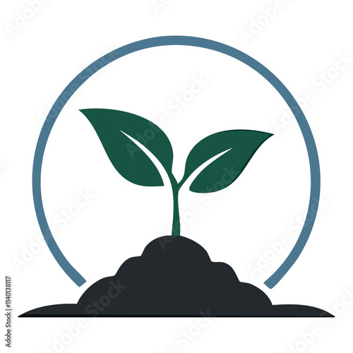 Growing seedling sunrise. New life, growth, and potential.  A seedling emerges, symbolizing hope and new beginnings.