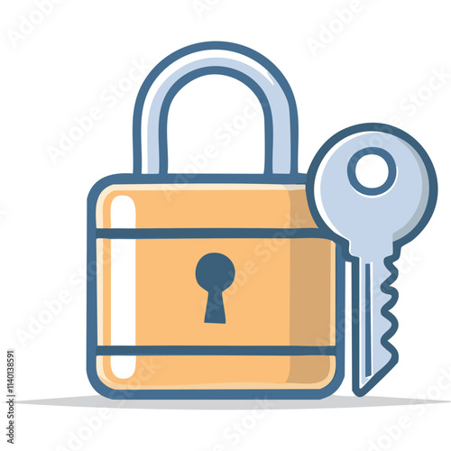 Padlock and key security. Safeguarding privacy, access control, and data protection.  Symbolizes trust and safety.