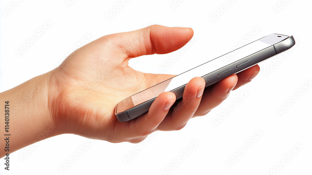 A hand holding a smartphone, showcasing mobile technology.
