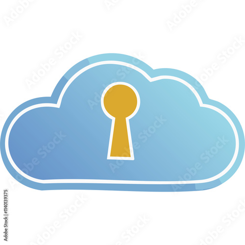Cloud security keyhole. Secure cloud data storage.  Symbol of safety, privacy, and protected information in the digital age.