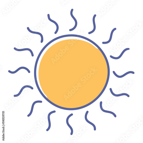 Sunny day icon. Warm summer sun symbol; bright, cheerful, and joyful.  Represents happiness and energy.