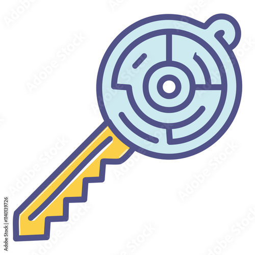 Maze key solution. Unlocking secrets, puzzle key design.  Represents problem-solving, ingenuity.