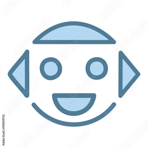 Happy robot icon. Cheerful bot graphic; symbolizes AI joy, positive technology, friendly automation.