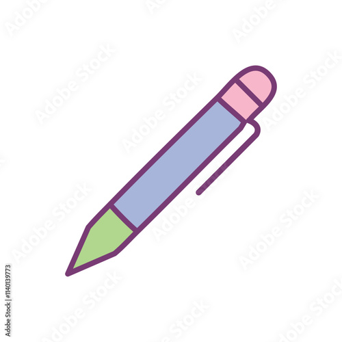 Colorful pen icon. Simple pen design, ideal for writing, drawing, and note-taking.  Symbolizes creativity and ideas.