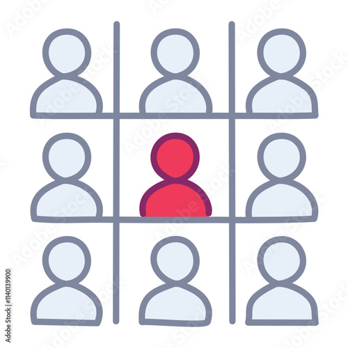 Unique individuality. One person stands out, symbolizing leadership, difference, or a unique perspective within a group.