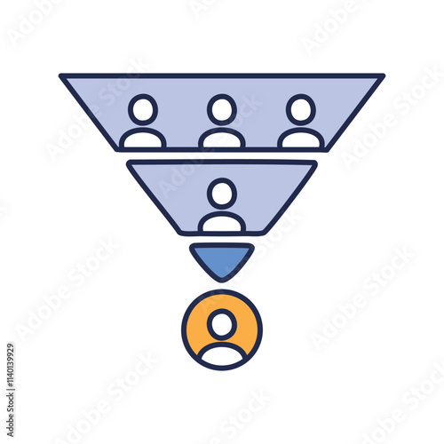 Sales funnel diagram. Visualizing customer journey, conversion, and marketing strategy. Represents a process of attracting and converting leads.