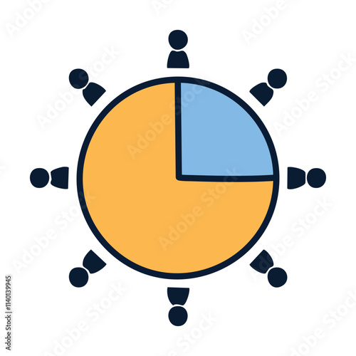 Team collaboration chart. Group meeting segment visual; teamwork, collaboration, and shared success concept.