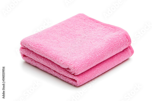 Pink microfiber cloth, isolated on white background