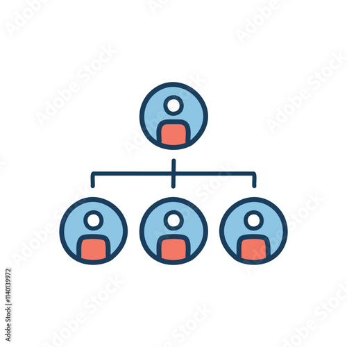 Team hierarchy chart. Visual representation of a company's organizational structure; depicts leadership and team members.  Shows a clear chain of command.