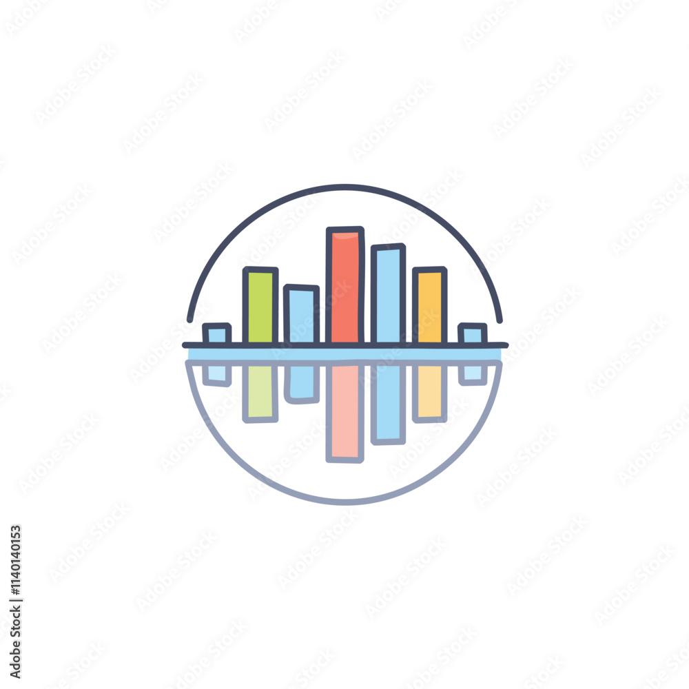 Fototapeta premium Data analysis chart. Colorful bar graph reflecting, symbolizes balance and data visualization. Ideal for reports.