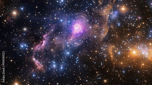A breathtaking outer space background featuring a vast expanse of deep space in rich shades of dark blue, black, and violet, with countless glowing stars scattered throughout, 16:9