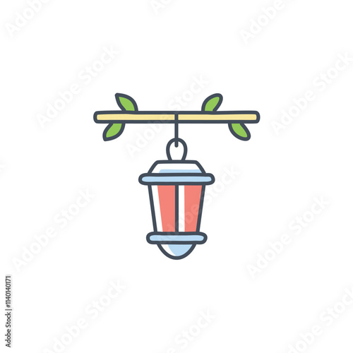 Hanging lantern icon. Festive hanging lamp, symbolizes hope and illumination. Perfect for celebrations.