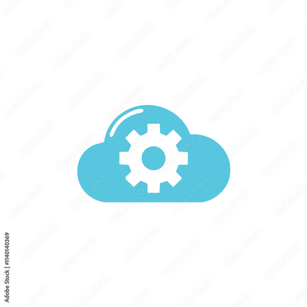 Cloud computing settings. Digital gear in a cloud symbolizes automated processes, system administration, and online efficiency. Cloud computing settings. Digital gear in a cloud symbolizes automated processes, system administration, and online efficiency.