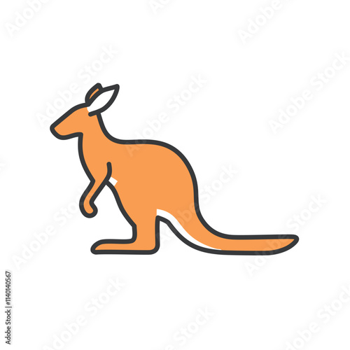 Kangaroo icon design. Cute marsupial illustration, symbolizes Australia wildlife and freedom.