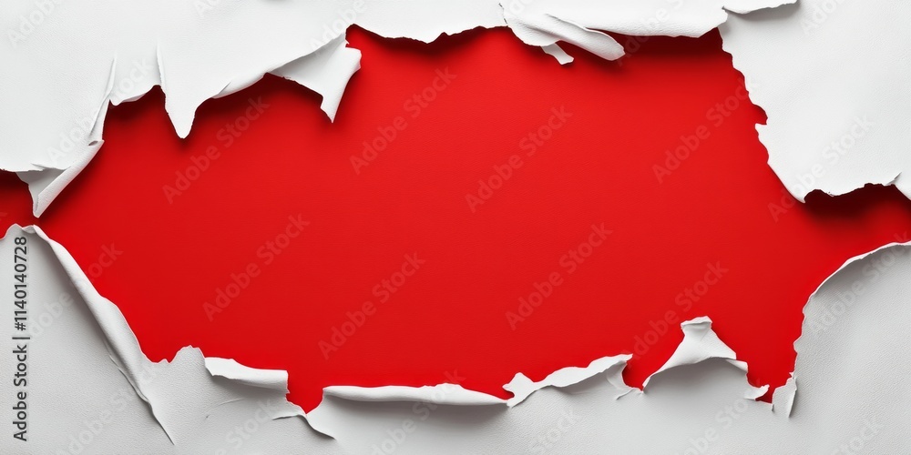 Brightly colored banner creating a striking visual contrast with plaster casts and empty space for text