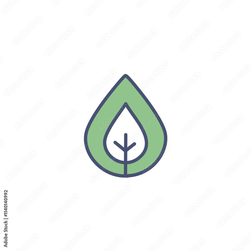 Leaf drop eco icon. Green leaf inside a water drop; symbolizes nature, purity, and eco-friendly products. Leaf drop eco icon. Green leaf inside a water drop; symbolizes nature, purity, and eco-friendly products.