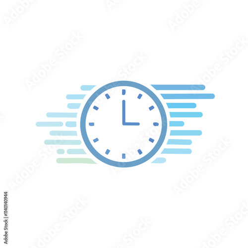 Time flies concept. Clock speeding past, symbolizes fleeting time and urgency.  Represents efficiency and productivity.