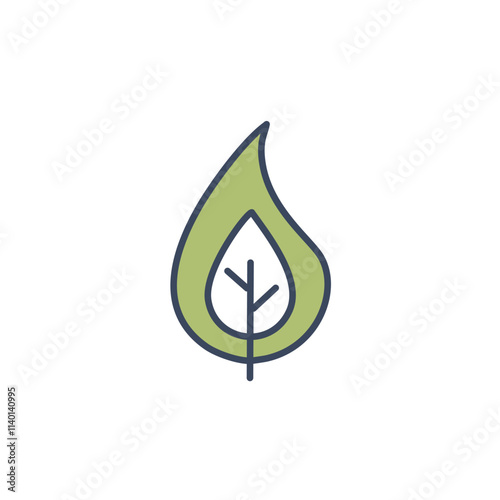 Green leaf nature icon. Eco friendly symbol, depicting growth and environmental care.  Represents purity and new beginnings.