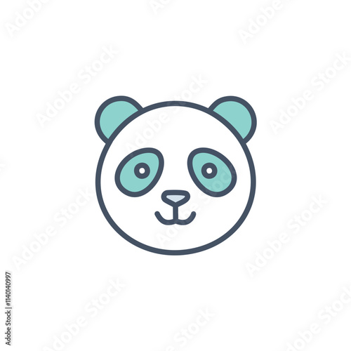 Cute panda face icon. Adorable panda illustration perfect for kids projects,  symbolizing peace and gentleness. photo