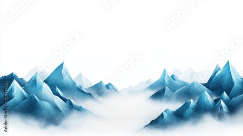 Abstract blue mountain landscape illustration digital art nature photo