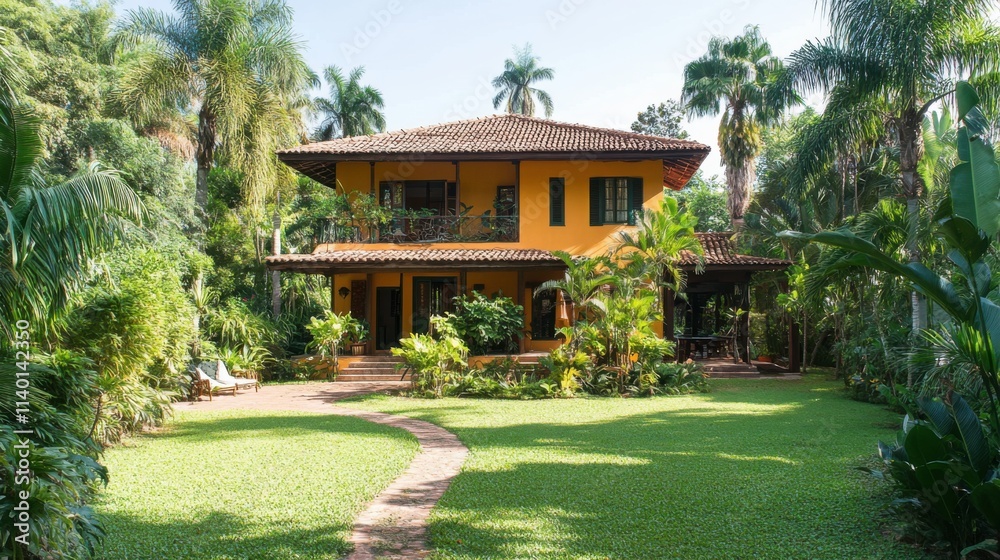 Tropical Villa with Lush Garden and Natural Lighting Tropical Villa with Lush Garden and Natural Lighting