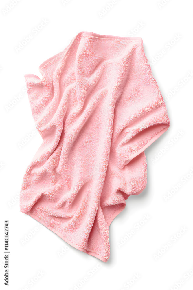 Pink microfiber folded cloth, isolated on white background Pink microfiber folded cloth, isolated on white background