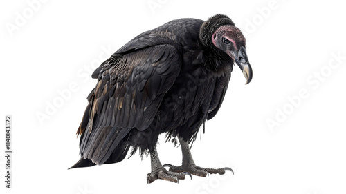 Majestic black vulture perched gracefully, showcasing its unique features against a vibrant backdrop photo