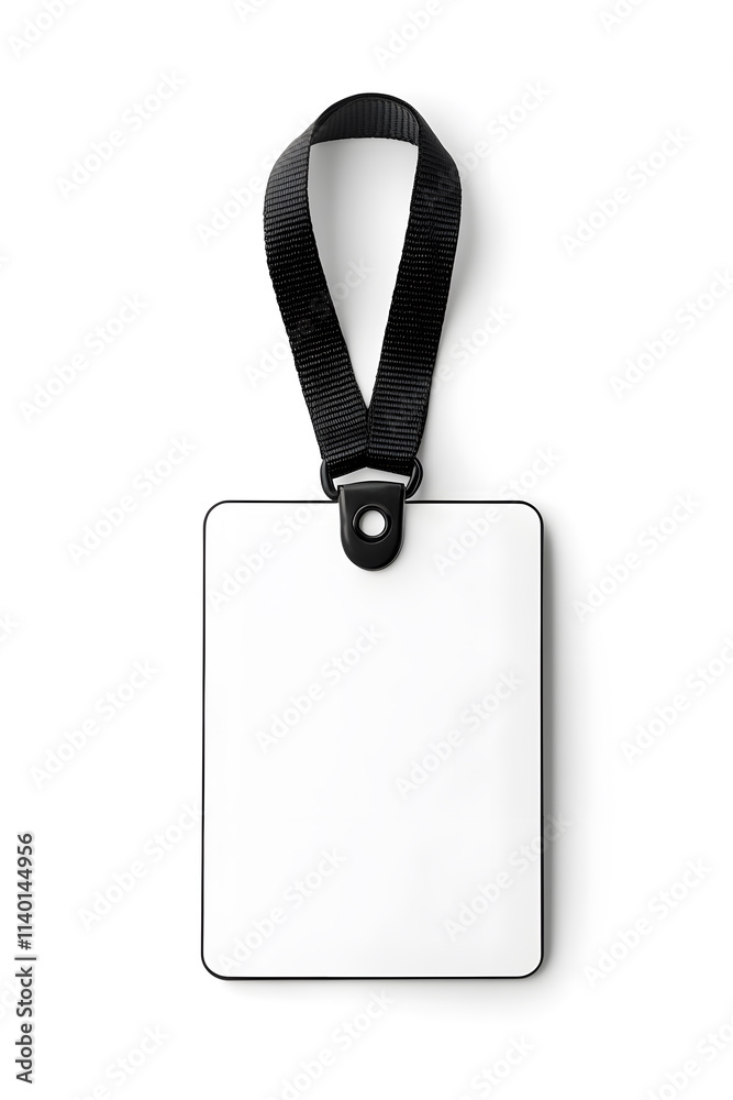 Fototapeta premium Identification blank plastic id, badge mockup, isolated on white background