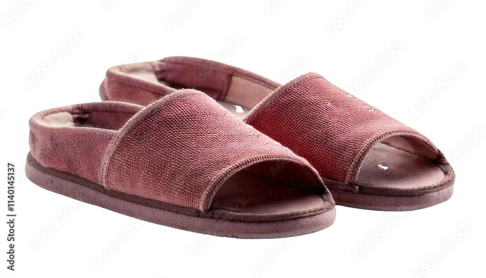 Slippers with Water Drop on White Background - Isolated Footwear Photography Slippers with Water Drop on White Background - Isolated Footwear Photography