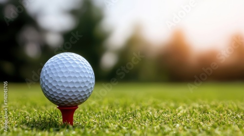 Wallpaper Mural Golf ball on red tee green grass background sports photography Torontodigital.ca
