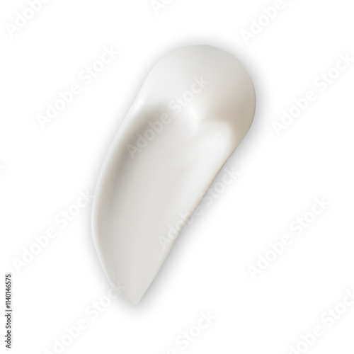 Skin cream stroke, beauty product smear texture illustration. White creamy moisturizer drop collection, body milk swatch element. Realistic mousse or lotion splash sample, facial cosmetic