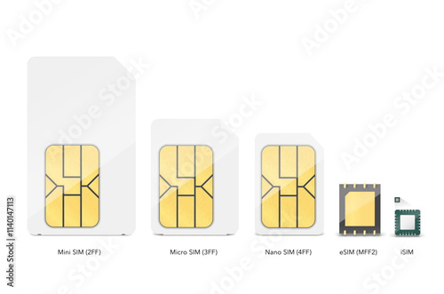 Set of SIM cards mockups. Realistic vector illustration isolated on white background. Can be use for template your design, presentation, promo, ad. EPS10.	