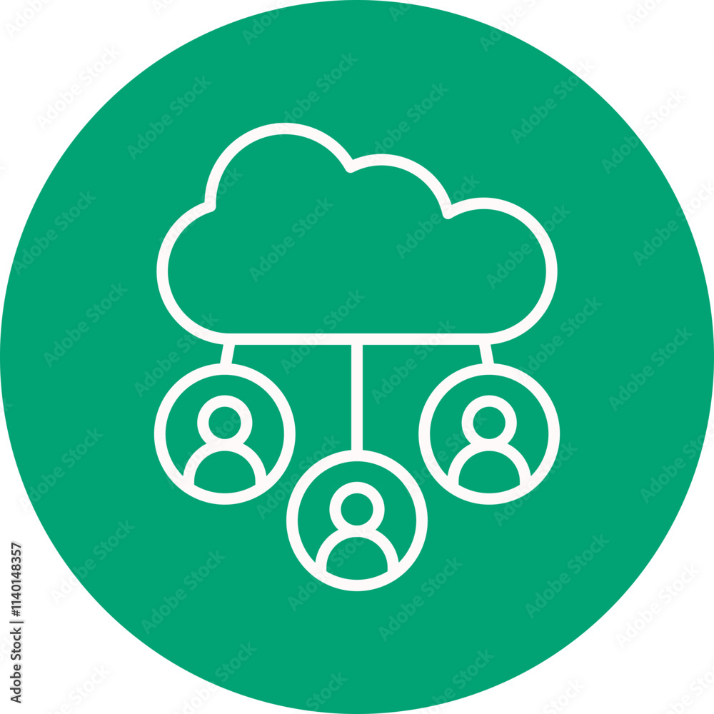 Cloud Collaboration line circle icon Cloud Collaboration line circle icon