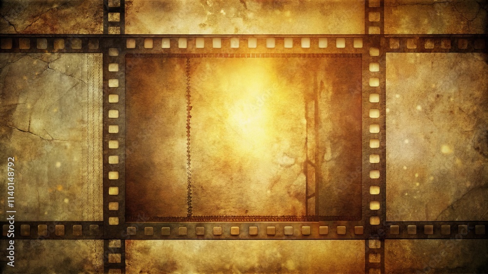 Obraz premium Aged Filmstrip Background with Grunge Texture and Light Flare