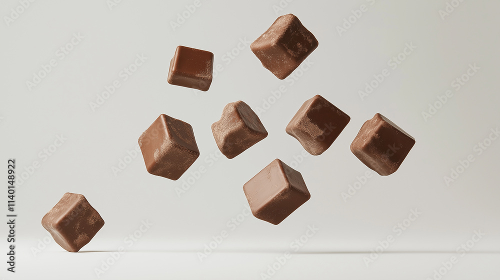 Fototapeta premium Levitating milk chocolate chunks