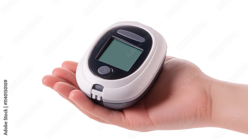 Medical equipment for diabetics in hand isolated on a white background Medical equipment for diabetics in hand isolated on a white background