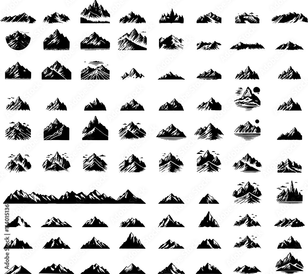 Set of mountain peak icon Set of mountain peak icon