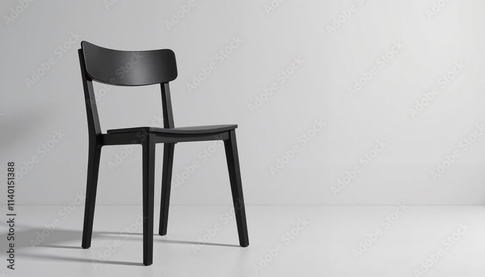 Black wooden chair in empty room with gray background and copy space Black wooden chair in empty room with gray background and copy space