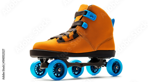 Orange Roller Skate with Blue Wheels isolated on a white background