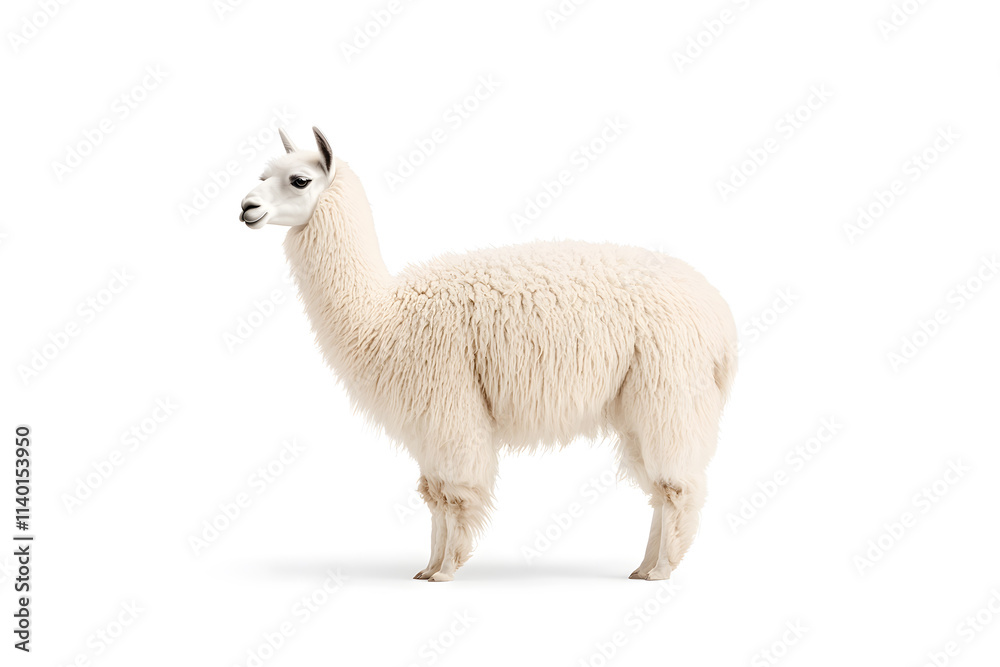 Obraz premium Lama alpaca animal isolated on white background