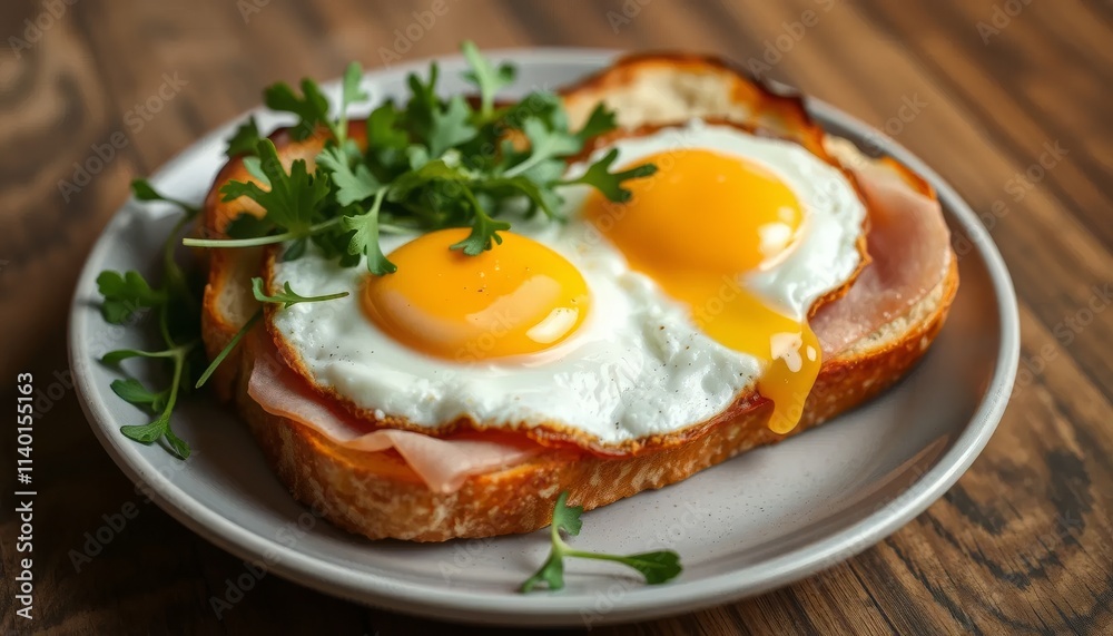 Delicious Ham and Egg Toast Breakfast Dish Delicious Ham and Egg Toast Breakfast Dish
