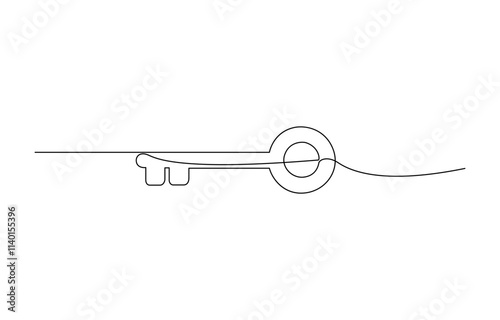 Continuous one line drawing of keys. Real estate keys icon, continuous line drawing of key vector illustration one line style, Continuous one line drawing of key. One line drawing illustration of key.