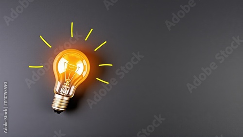 Bright lightbulb symbolizes innovative ideas and creative solutions for successful startups and inventions